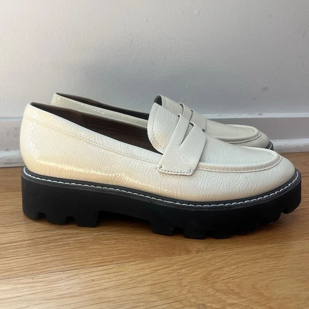 Franco Sarto Balin‎ Chunky Lug Sole Loafers Putty Platform Penny Shoes 8M
